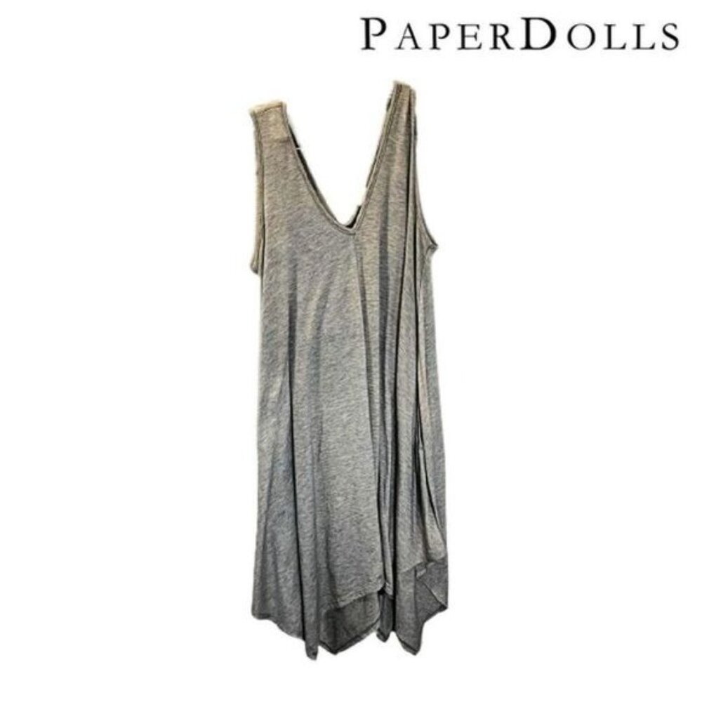 PAPERDOLL Women Casual Loose Soft‎ V-neck Sleeveless Swing Dress